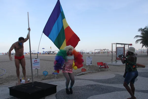 Pride Month Celebrato Chiave Bassa Sulla Spiaggia Copacabana Giugno 2021 — Foto Stock