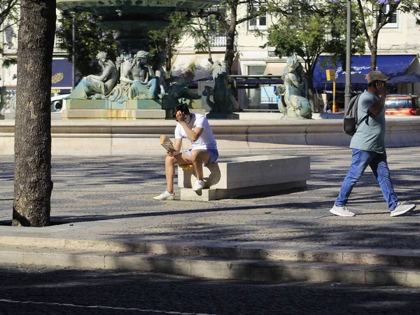 Ruch Osób Cais Sodre Comercio Square Lizbonie Czerwca 2021 Lizbona — Zdjęcie stockowe