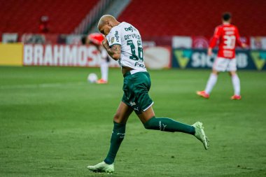 Brazilian Soccer Championship: Internacional and Palmeiras. june 30, 2021, Porto Alegre, Brazil: Palmeiras player Deyverson celebrates his goal during soccer match between Internacional and Palmeiras, valid for 8th round of Brazilian Soccer