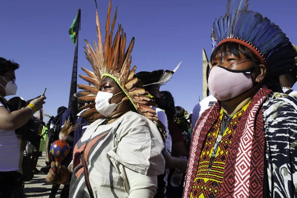 Indigenous People Different Ethnicities Protest Brasilia June 2021 Brasilia Federal — Stock fotografie