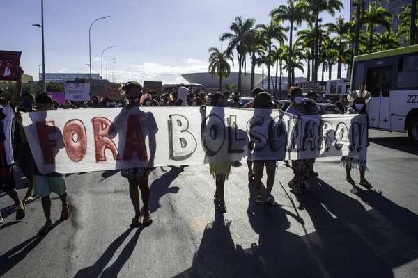 Indigenous People Different Ethnicities Protest Brasilia June 2021 Brasilia Federal — Stock fotografie