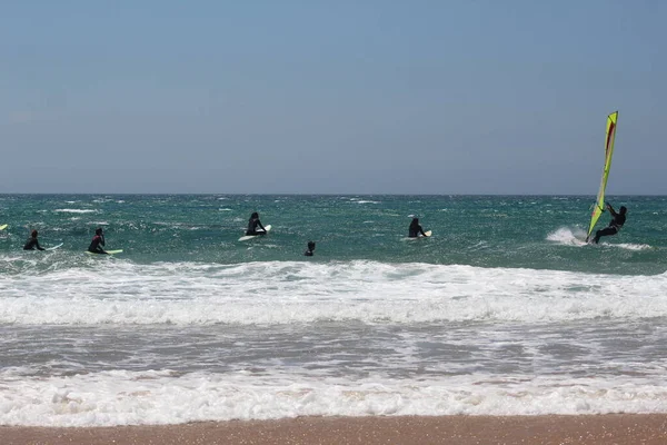 Bathers Sports Enthusiasts Guincho Beach Cascais June 2021 Cascais Portugal — Photo