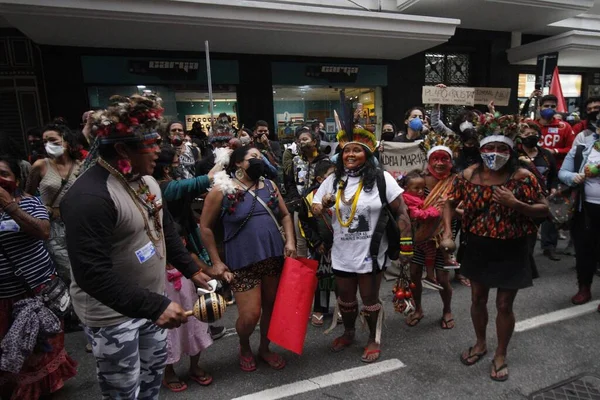 Inheems Uit Maracana Dorp Protest Rio Janeiro Juni 2021 Rio — Stockfoto