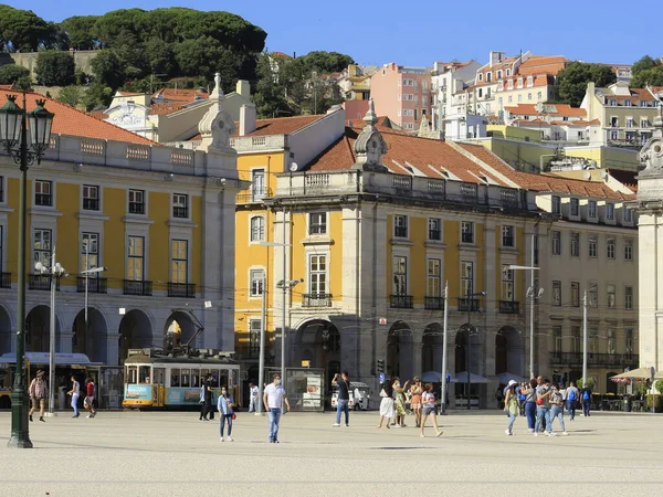 Movimiento Personas Plaza Comercio Lisboa Julio 2021 Lisboa Portugal Movimiento — Foto de Stock