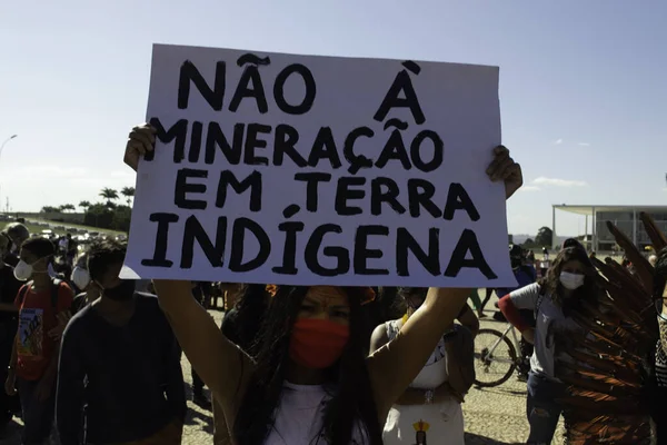 Inheemse Volkeren Van Verschillende Etniciteiten Protesteren Brasilia Juni 2021 Brasilia — Stockfoto