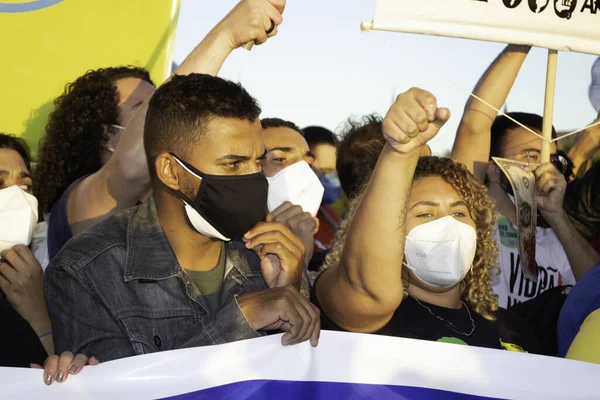 Protesta Por Destitución Del Presidente Bolsonaro Junio 2021 Brasilia Distrito — Foto de Stock