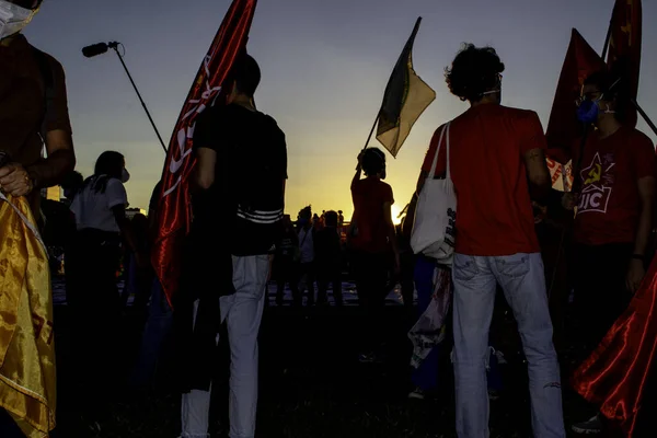 Протест Импичмент Президента Болсонаро Июня 2021 Года Бразилиа Федеральный Округ — стоковое фото