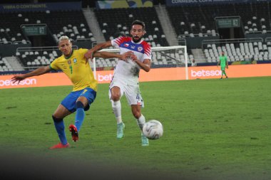  Copa America Quartas Final: Brazil vs Chile. July 2, 2021, Rio de Janeiro, Brazil: Soccer match between Brazil and Chile, valid for the quartas final of Copa America, at Nilton Santos stadium (Engenhao), in Rio de Janeiro.