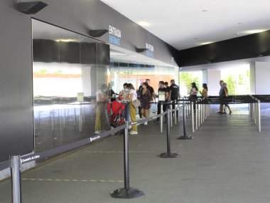 Movement of people in Lisbon Aquarium. July 2, 2021, Lisbo, Portugal: Movement of people in Lisbon Aquarium and surroundings, on Friday, July 2, 2021, amidst coronavirus pandemic. 