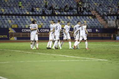 Copa America Quartas-Final: Argentina vs Equador. July 3, 2021, Goiania, Brazil:  Soccer match between Argentina and Ecuador, valid for Quartas-Final of Copa America, at Pedro Ludovico Teixeira Olympic Stadium, in Goiania, on Saturday night (3)