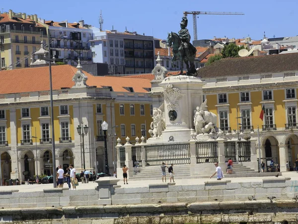 Int Movimiento Turistas Plaza Del Comercio Lisboa Julio 2021 Lisboa — Foto de Stock
