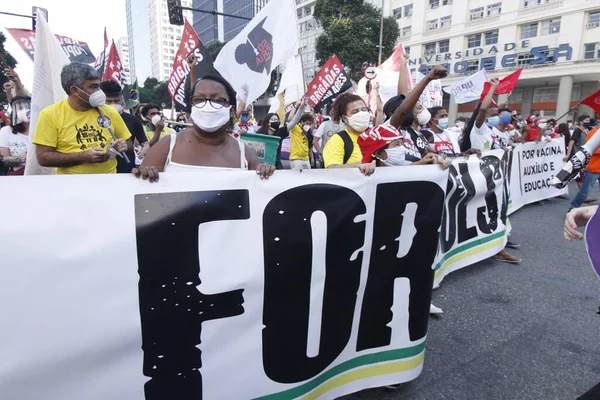 Protest Bolsonaro Rio Janeiro July 2021 Rio Janeiro Brazil Thousands — ストック写真