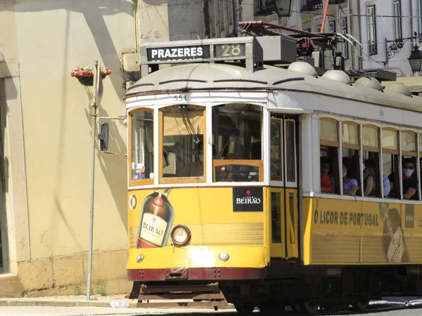 Ruch Turystyczny Kolejką Linową Lizbonie Lipca 2021 Lizbona Portugalia Ruch — Zdjęcie stockowe