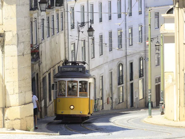 Tourist Movement Cable Car Lisbon July 2021 Lisbon Portugal Movement — Foto Stock