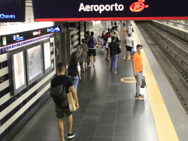 Beweging Metro Van Lissabon Juli 2021 Lissabon Portugal Passagiersverkeer Metrostations — Stockfoto