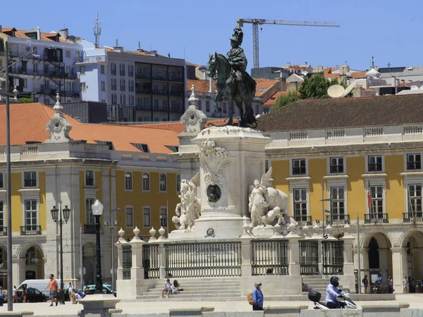 Int Movimiento Turistas Plaza Del Comercio Lisboa Julio 2021 Lisboa — Foto de Stock