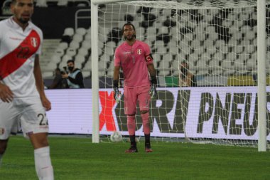 Copa America Yarı Finali: Brezilya Peru 'ya karşı. 5 Temmuz 2021, Rio de Janeiro Brazil: Brezilya ile Peru arasında oynanan ve Copa America 'nın yarı finalinde geçerli olan futbol maçı, 5 Temmuz Pazartesi günü Rio de Janeiro' daki Nilton Santos Stadyumu 'nda (Engenhao)).