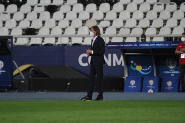 Copa America Yarı Finali: Brezilya Peru 'ya karşı. 5 Temmuz 2021, Rio de Janeiro Brazil: Brezilya ile Peru arasında oynanan ve Copa America 'nın yarı finalinde geçerli olan futbol maçı, 5 Temmuz Pazartesi günü Rio de Janeiro' daki Nilton Santos Stadyumu 'nda (Engenhao)).