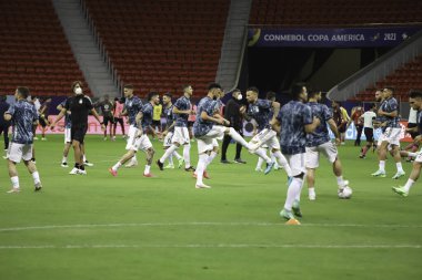 Copa America Yarı Finali: Arjantin ve Kolombiya. 6 Temmuz 2021, Brasilia, Federal Bölge, Brezilya: Arjantin ve Kolombiya futbol karşılaşması sırasında Lautaro Martinez 'in attığı golün kutlanması