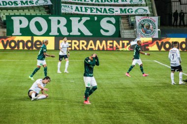 Brezilya Futbol Şampiyonası: Palmeiras ve Gremio. 7 Temmuz 2021, Sao Paulo, Brezilya: Brezilya Futbol Şampiyonası 'nın 10. turu için geçerli olan Gremio maçında Palmeiras' tan Raphael Veiga 'nın attığı gol kutlaması,