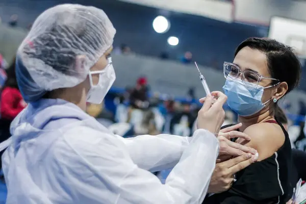 Guarulhos Flu Covid Karşı Aşı Temmuz 2021 Guarulhos Sao Paulo — Stok fotoğraf