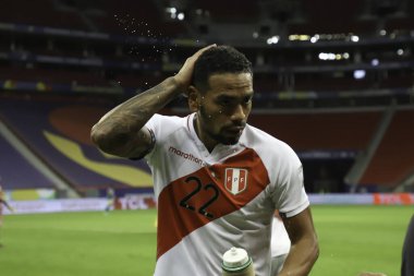 Kolombiya ve Peru. 9 Temmuz 2021, Brasilia, Federal Bölge, Brezilya: Brezilya 'da Mane Garrincha Stadyumu' nda düzenlenen Copa America 2021 'de üçüncü sırada yer alan Kolombiya ile Peru arasındaki futbol maçı