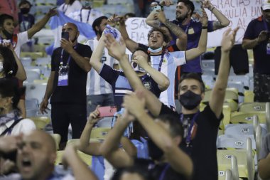 Arjantin ve Brezilya. 10 Temmuz 2021, Rio de Janeiro, Brezilya: Brezilya ile oynanan futbol maçı, Copa America 2021 finali için geçerli, Cumartesi günü Rio de Janeiro 'daki Maracana Stadyumu' nda düzenlendi. 