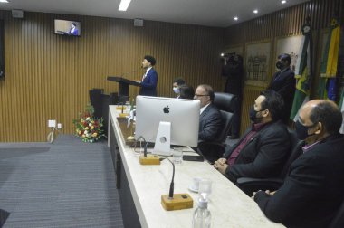 Vekil Lucas Gorki 'nin görev süresi, Natal İl Meclisi' ndeki en genç kişi. 9 Temmuz 2021, Natal, Brezilya: Rio Grande do Norte Federal Üniversitesi 'nde pedagoji öğrencisi Pedro Lucas Gorki Azevedo de Oliveira (PCdoB) 