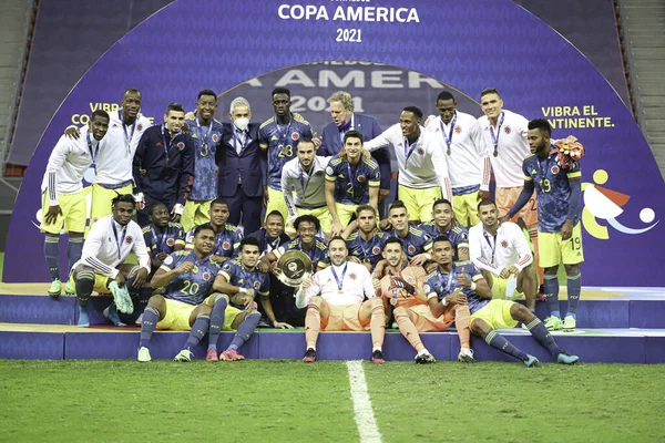 Kolumbie Peru Července 2021 Brasilia Federal District Brazílie Fotbalový Zápas — Stock fotografie