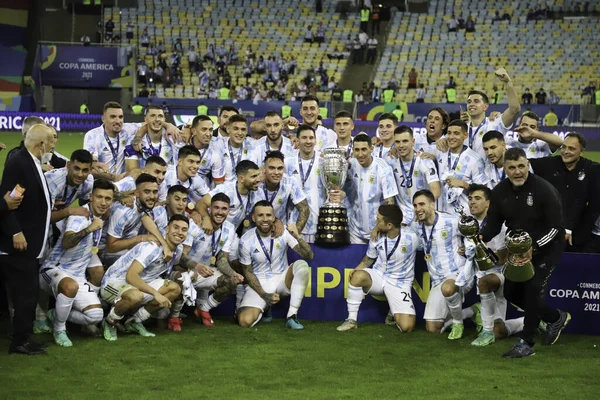 Argentinský Šampión Copa America Července 2021 Rio Janeiro Brazílie Argentina — Stock fotografie