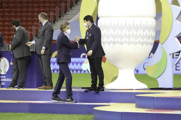 Colombia Peru Juli 2021 Brasilia Federaal District Brazilië Voetbalwedstrijd Tussen — Stockfoto