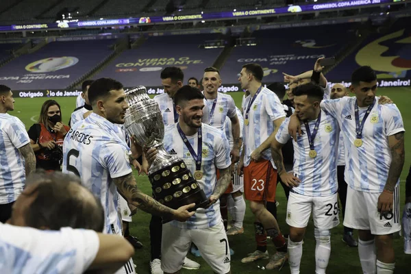 Argentyński Mistrz Copa America Lipca 2021 Rio Janeiro Brazylia Argentyńczycy — Zdjęcie stockowe