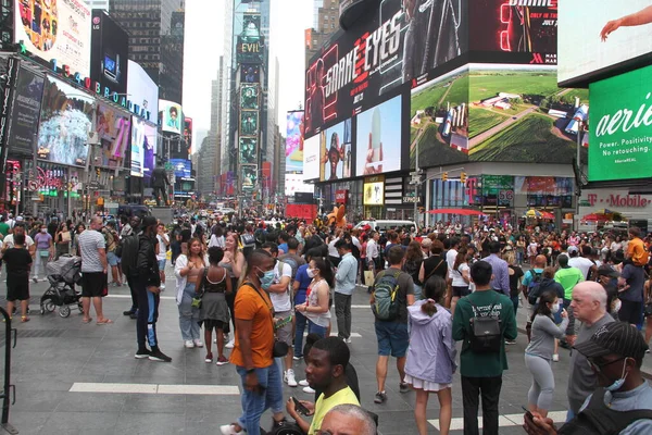 Heftige Menschenmenge Times Square Juli 2021 New York Usa Dienstag — Stockfoto