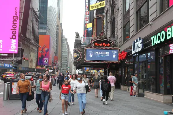 Lourds Déplacements Personnes Times Square Juillet 2021 New York Usa — Photo