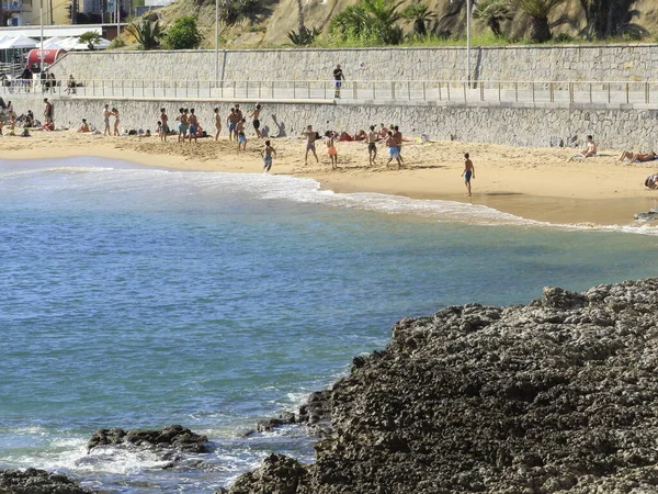 Poca Beach Cascais July 2021 Lisbon Portugal Bathers Enjoy Sunny — Stock Photo, Image