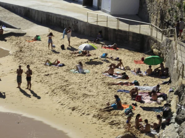 Azarujinha Beach Estoril July 123 2021 Cascais Portugal Bathers Enjoy — Stock Photo, Image