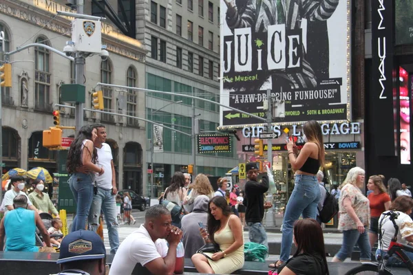 Zware Beweging Van Mensen Times Square Juli 2021 New York — Stockfoto