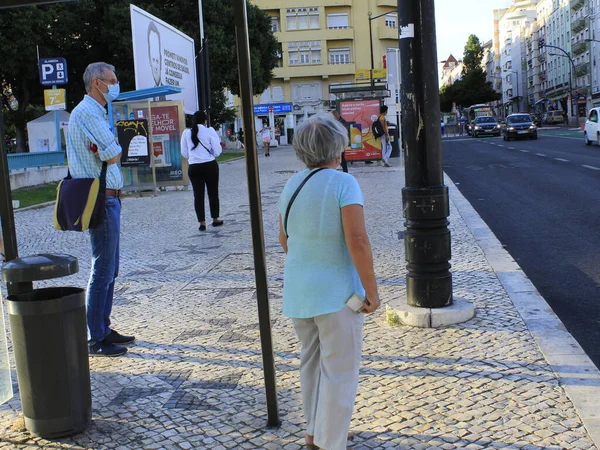 Transportbewegung Lissabon Juli 2021 Lissabon Portugal Fahrgastbewegungen Auf Buslinien Bahn — Stockfoto