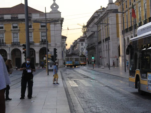 Praça Comércio Lisboa Julho 2021 Lisboa Portugal Movimento Intenso Praça — Fotografia de Stock