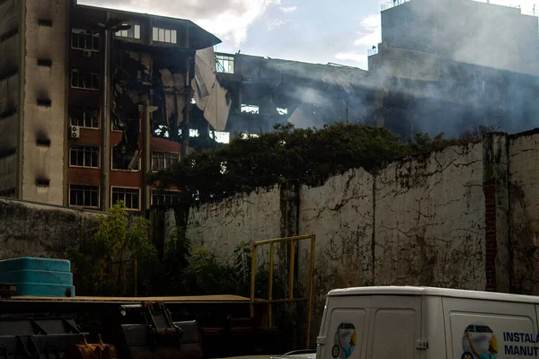 Пожар Уничтожил Здание Секретариата Общественной Безопасности Риу Гранди Сул Порту — стоковое фото