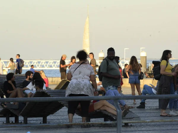 Cais Sodre Lissabon Juli 2021 Lissabon Portugal Die Menschen Genießen — Stockfoto