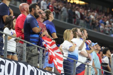(Concacaf Gold Cup çeyrek finali: ABD Jamaika 'ya karşı. 25 Temmuz 2021, Dallas, Teksas, ABD: Futbol maçı Beetwen USA ve Jamaika çeyrek final için geçerli Concacaf Gold kupası, Dallas-Texas AT & T stadyumunda. 40.000 izleyicinin su altında kalması bekleniyor