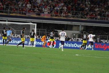 (Concacaf Gold Cup çeyrek finali: ABD Jamaika 'ya karşı. 25 Temmuz 2021, Dallas, Teksas, ABD: Futbol maçı Beetwen USA ve Jamaika çeyrek final için geçerli Concacaf Gold kupası, Dallas-Texas AT & T stadyumunda. 40.000 izleyicinin su altında kalması bekleniyor