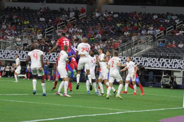 (SPO) Concacaf Gold Cup Quarters finali: Kosta Rika ve Kanada. 25 Temmuz 2021, Dallas, Teksas, ABD: Futbol maçı Beetwen Costa Rica ve Kanada çeyrek final için geçerli Concacaf Gold kupası, Dallas-Texas AT & T stadyumunda. 40.000 izleyici var.