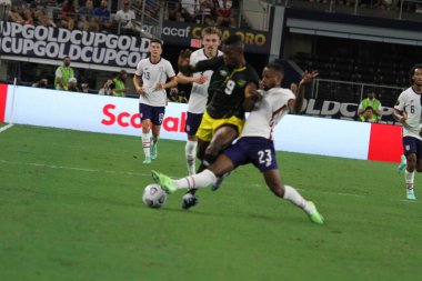 (Concacaf Gold Cup çeyrek finali: ABD Jamaika 'ya karşı. 25 Temmuz 2021, Dallas, Teksas, ABD: Futbol maçı Beetwen USA ve Jamaika çeyrek final için geçerli Concacaf Gold kupası, Dallas-Texas AT & T stadyumunda. 40.000 izleyicinin su altında kalması bekleniyor