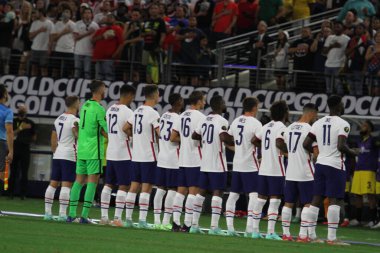 (Concacaf Gold Cup çeyrek finali: ABD Jamaika 'ya karşı. 25 Temmuz 2021, Dallas, Teksas, ABD: Futbol maçı Beetwen USA ve Jamaika çeyrek final için geçerli Concacaf Gold kupası, Dallas-Texas AT & T stadyumunda. 40.000 izleyicinin su altında kalması bekleniyor