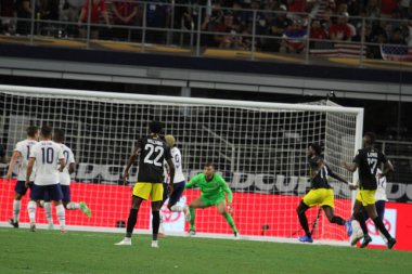 (Concacaf Gold Cup çeyrek finali: ABD Jamaika 'ya karşı. 25 Temmuz 2021, Dallas, Teksas, ABD: Futbol maçı Beetwen USA ve Jamaika çeyrek final için geçerli Concacaf Gold kupası, Dallas-Texas AT & T stadyumunda. 40.000 izleyicinin su altında kalması bekleniyor
