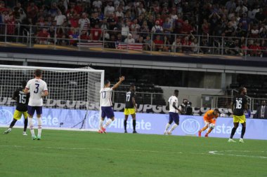 (Concacaf Gold Cup çeyrek finali: ABD Jamaika 'ya karşı. 25 Temmuz 2021, Dallas, Teksas, ABD: Futbol maçı Beetwen USA ve Jamaika çeyrek final için geçerli Concacaf Gold kupası, Dallas-Texas AT & T stadyumunda. 40.000 izleyicinin su altında kalması bekleniyor