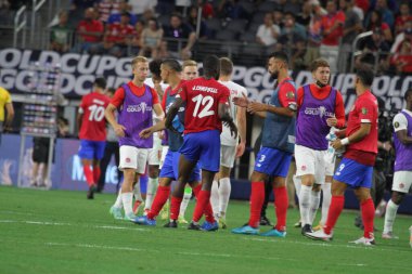 (SPO) Concacaf Gold Cup Quarters finali: Kosta Rika ve Kanada. 25 Temmuz 2021, Dallas, Teksas, ABD: Futbol maçı Beetwen Costa Rica ve Kanada çeyrek final için geçerli Concacaf Gold kupası, Dallas-Texas AT & T stadyumunda. 40.000 izleyici var.