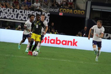 (Concacaf Gold Cup çeyrek finali: ABD Jamaika 'ya karşı. 25 Temmuz 2021, Dallas, Teksas, ABD: Futbol maçı Beetwen USA ve Jamaika çeyrek final için geçerli Concacaf Gold kupası, Dallas-Texas AT & T stadyumunda. 40.000 izleyicinin su altında kalması bekleniyor